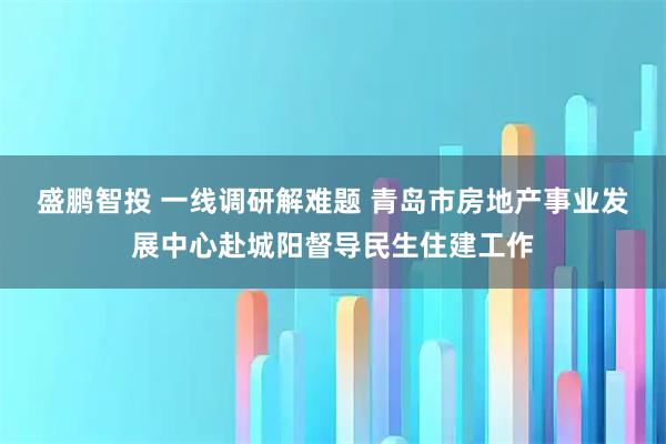 盛鹏智投 一线调研解难题 青岛市房地产事业发展中心赴城阳督导民生住建工作