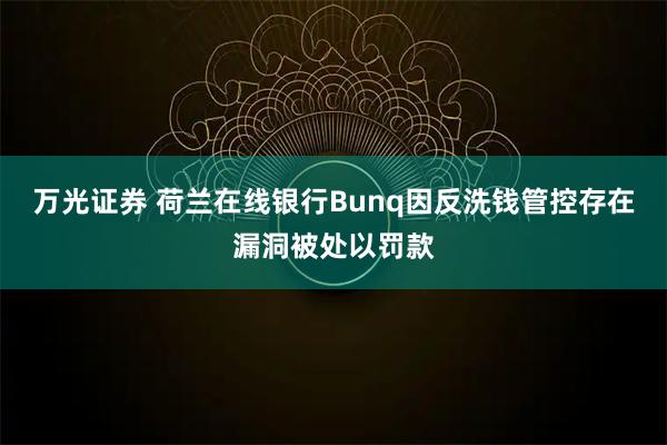 万光证券 荷兰在线银行Bunq因反洗钱管控存在漏洞被处以罚款